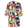 thumbnail image 5 of Pompotops Women's Summer Casual Button Front Printed V-Neck Loose Half Sleeve Drawstring Dresses, 5 of 5