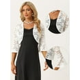thumbnail image 2 of DARING DIVA Bell Sleeves Floral Lace Cardigan Cropped Shrug Tops S White, 2 of 6