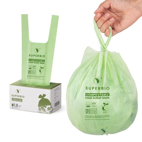 Bolsas compostables para chatarra de comida SUPERBIO, 6 litros, 50 unidades, 1.6 galones