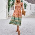 thumbnail image 2 of Vestido de Verano de Manga Corta para Mujeres Moda Casual Sexy Plegado de Impresión Vestido con Cuello en V, Estilo de Vendaje de Poliéster de Verano, Lavado de Manos, 2 of 7