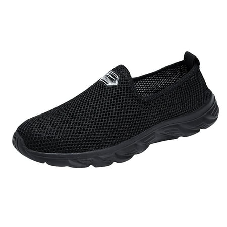 Sneakers For Men Fashion Men Mesh Casual Hollow Out Sport Shoes Slip On Solid Color Running Breathable Soft Bottom Sneakers Mens Sneakers Mesh Black 42