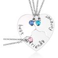thumbnail image 1 of Best Friend Forever and Ever Rhinestone BFF Necklace Heart Shape Pendant Friendship Puzzle Stitching Necklace, 1 of 6