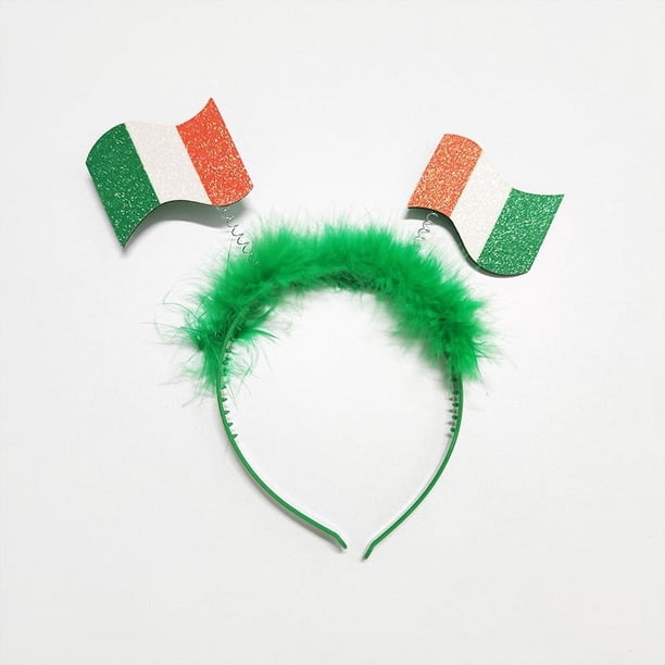 Diadema con lazo para festival, sombrero pequeño verde para el día de San Patricio, collar con trébol