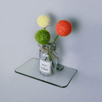 JMBL Wall Mounted Tempered Glass Floating Decorative Display Shelf Home Office Decor 7.87 in.L x 5D Bathroom Storage Shelf (7.87 inch)