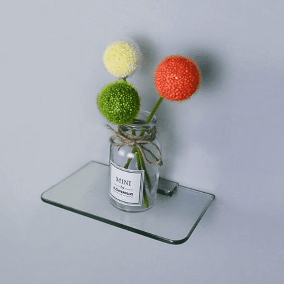 JMBL Wall Mounted Tempered Glass Floating Decorative Display Shelf Home Office Decor 7.87 in.L x 5D Bathroom Storage Shelf (7.87 inch)