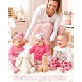 thumbnail image 3 of KIMI BEAR Newborn Baby Girl Layette Set 0-3 Months Shower Gift Sets 3 Packs Romper Pants Sets Long Sleeves Bodysuit with Hat Headband Gloves 9pcs Clothing Pink, 3 of 7