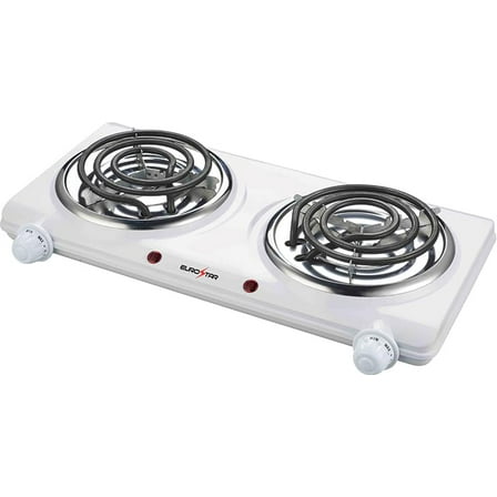 EUROSTAR ES204W Double Burner with Spiral Plates, White