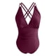 thumbnail image 5 of WILLBEST Trajes de Baño Trajes de Baño Para Mujer Trajes de Baño Fruncidos Monokini Con Cuello En V y Tiras, 5 of 6