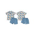 thumbnail image 2 of Kids Little Boys Shorts Clothing Set, 3 4 5 6 7 Years Short Sleeve Bow Tie Dinosaur Print Shirt with Shorts Toddler Set Summer Outfit, 2 of 9