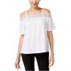 thumbnail image 1 of Cable & Gauge Blusa de ganchillo con hombros descubiertos para mujer, blanco, mediano Cable & Gauge Pull-over, 1 of 2