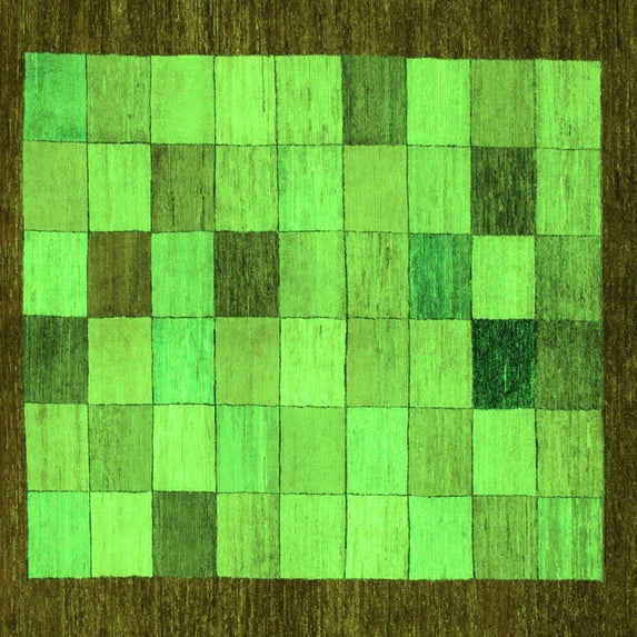 Ahgly Company Indoor Square Checkered Green Modern Area Rugs, 8' Square