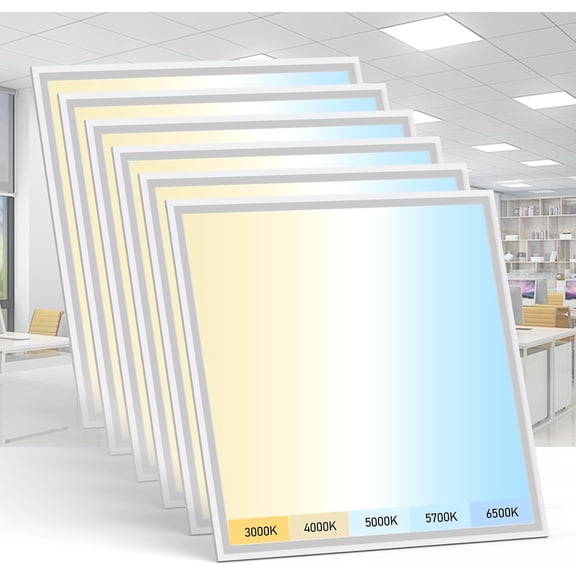 6 Pack 2x2 LED flat panel lights with 5 levels of color temperature 3000K-6500K 30-50W adjustable commercial and household Ceiling Lights