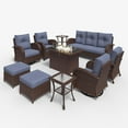thumbnail image 5 of LayinSun 10 Pieces Outdoor Patio Furniture Set with Fire Pit Table, Rattan Wicker Sectional Swivel Rocker Chairs Sets, 5 of 10