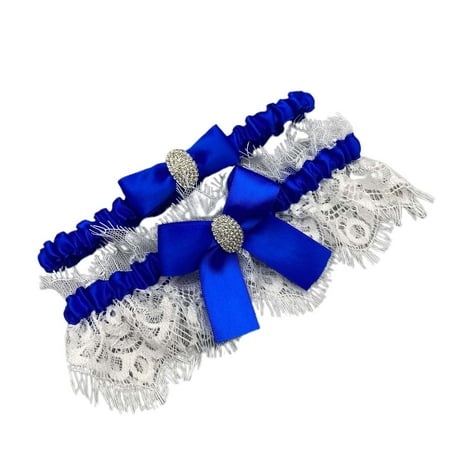 BYHONG Lace Wedding Garter Belt Elastic Thigh Ring Bridal Lingerie Accessories New Bride Garter Knee Pad Socks Women Blue One Size