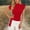 Red, variant on Helii Womens Tops Women's Solid Color Half High Neck Short Sleeve Button Decor Waist Cinching Casual Top