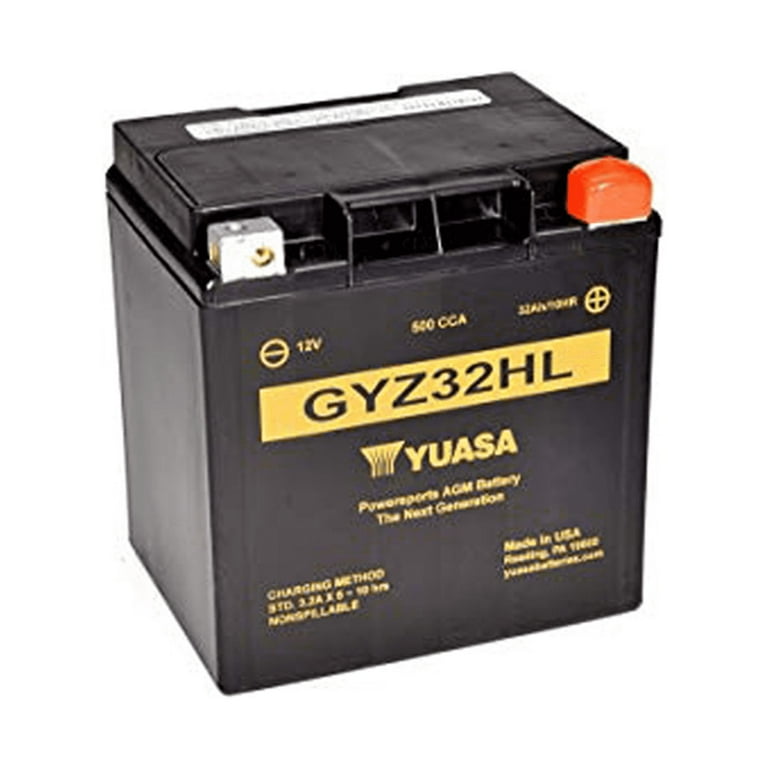 Yuasa GYZ32HL AGM Sealed Automotive Battery, 12 Volt, 500 CCA, Top