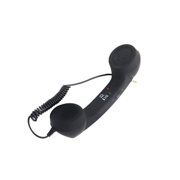 Inteprter Teléfono Auricular Con estilo Confort Auricular Receptor Clásico Universal Receptores de teléfono Auricular móvil Micrófono Videojuegos y accesorios Negro