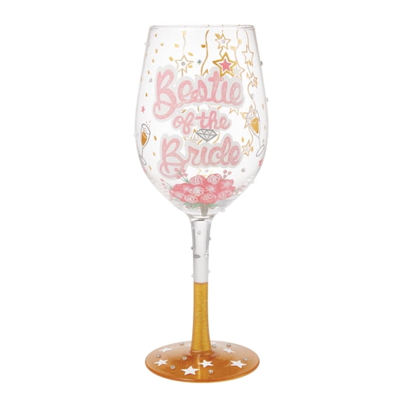 Lolita Bestie of the Bride Hand Painted Wine Glass 9in H