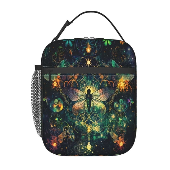 Dreamy Colored Butterfly Lunch Bag for Office Women – Stylish Thermal Insulated Tote with Shoulder Strap, Lightweight for Work or Travel