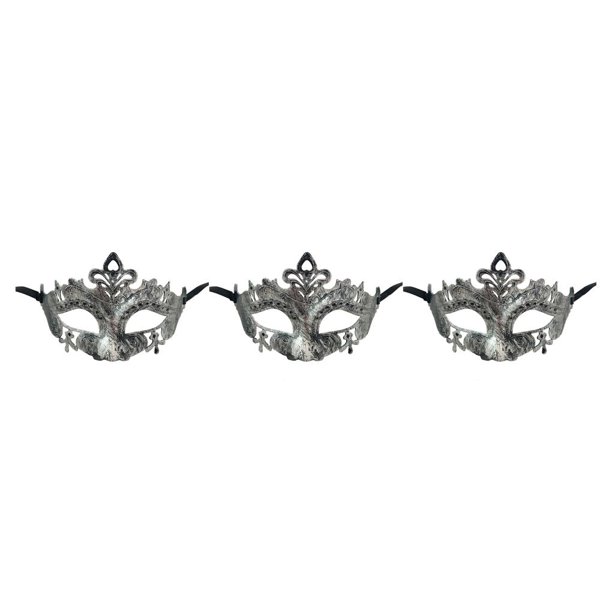 Qarigey Accesorios de media cara Retro Prom Masquerade Bola veneciana Fiesta Rendimiento Danza Decoración Halloween plata antigua Type1 NO1 Qarigey CBP373013