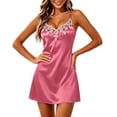 thumbnail image 6 of Frostluinai Nightgowns for Women Satin Silk Chemise Sleepwear Sleeveless Lace Sleep Dress Ladies Spaghetti Strap Mini Night Dress Babydoll Negligee Wedding Party, 6 of 9