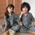 thumbnail image 4 of MIXUE Toddler Girls Outfit Sets Summer Cartoon Print V Neck Button Down Long Sleeve Shirts Tops Pants 2Pcs Pajamas Sleepwear Soft Loungewear Holiday Wear,Green,3-4 Years, 4 of 4