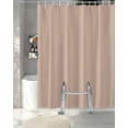 thumbnail image 3 of Split Shower Curtain for Transfer Bench, Warm Beige Fabric Shower Curtains for Bathroom, Solid Color Farmhouse Beige Tub Sliding Transfer Bench Waterproof Bath Curtains 72"x84", 3 of 9