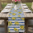 thumbnail image 4 of Summer Lemons Table Runner 90 Inches, Vintage Watercolor Fruit Flowers Blue Striped Bed Runner Dresser Scarves Tabletop for Indoor Outdoor Parties/Ceremony/Banquet, 13" x 90", 4 of 9