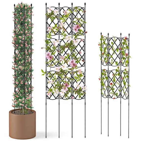 Trellis for Climbing Plants Outdoor, Metal Garden Trellises for Climbing Plants, 3-Pack Plant Support Frame, Rustproof Metal Flower Rose Stand Cage, Indoor Outdoor Privacy Screen Trellis