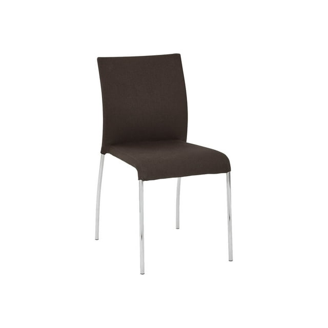 AveSix Conway - Chaise - Tissu, Acier - chrome, Chocolat (pack de 2)