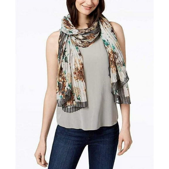 Cejon Womens Degas Bouquet Pleated Scarf (Neutral, One Size)