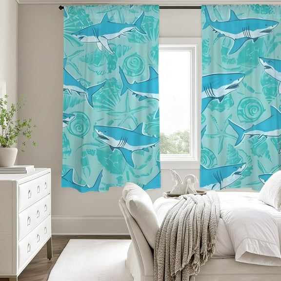 Shark Tank - Large Window Curtains - Blackout Drapes 52x63