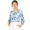 thumbnail image 1 of INSPIRE CHIC Women's Tie V Neck Boho Ruffled 3/4 Sleeve Floral Blouse, 1 of 6