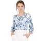 thumbnail image 1 of Blusa floral de manga 3/4 Allegra K con volantes y cuello En V informal para mujer Azul S, 1 of 6