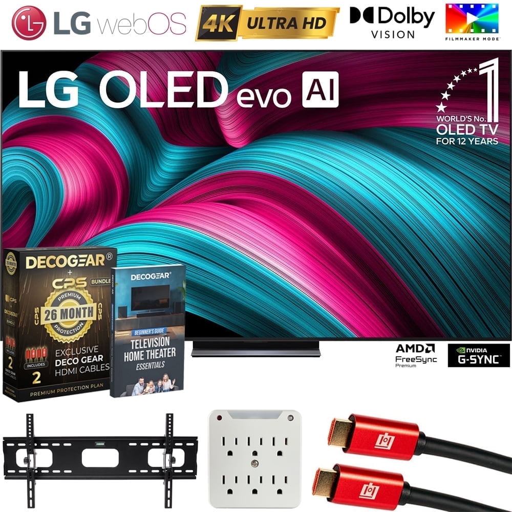 LG OLED83C5PUA 83" C5 OLED evo 4K UHD webOS TV 2025 Bundle with CPS Exclusive 26 Month Protection, 2x HDMI Cable, Wall Mount, Surge Adapter & Deco Gear Complete Home Theater Beginner's Guidebook