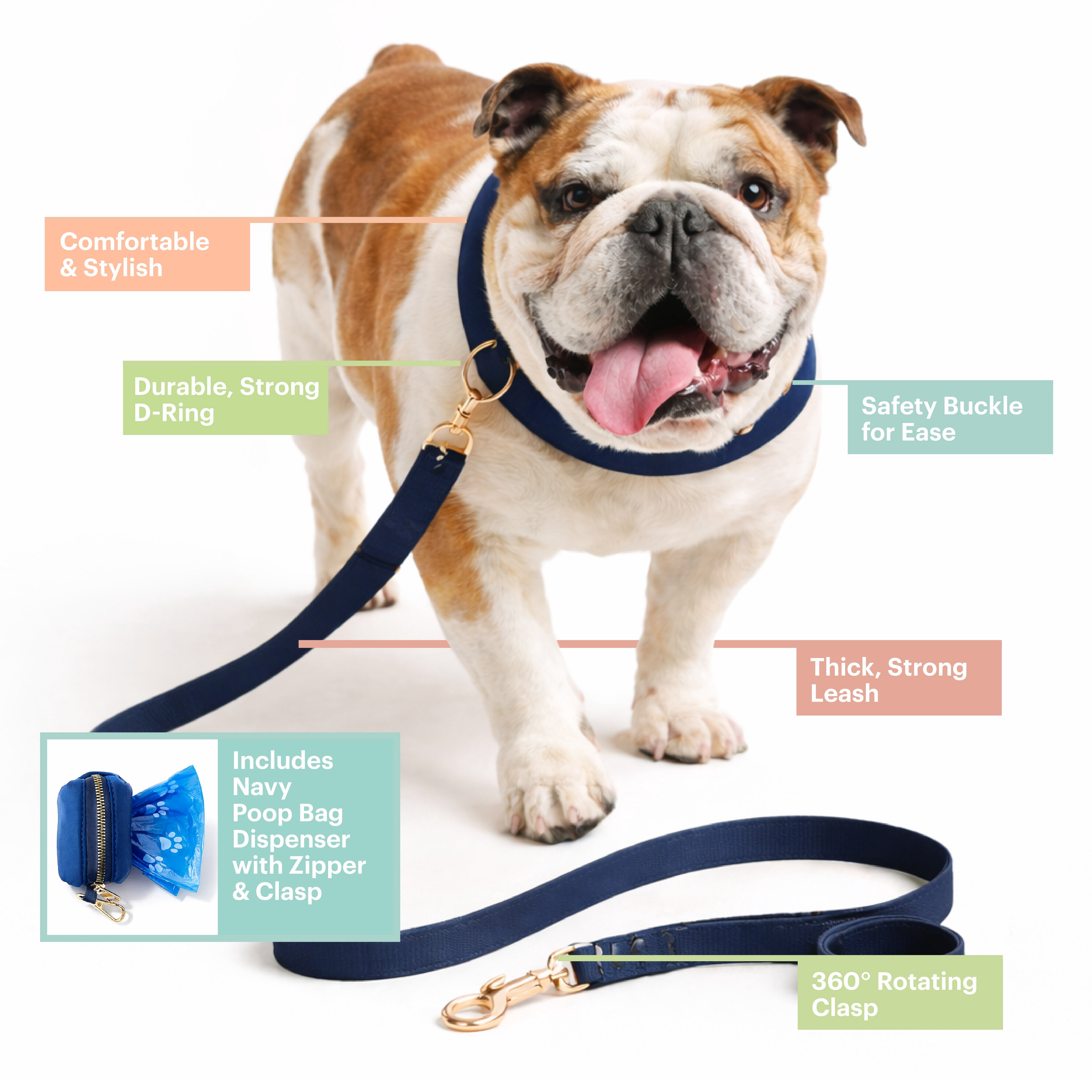 3 pc Leash Set Navy