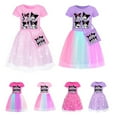 thumbnail image 2 of Kid girls Kuromi short sleeve dresses summer crewneck princess dress lightweight tulle dress with bag, 2 of 3