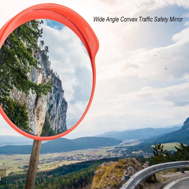 WIDE ANGLE DRIVWAY TRAFFIC MIRROR CONVEX SAFETY ROUND MIRROR FOR INJURY REDUCTION 130 DEGREE VISUAL ANGLE