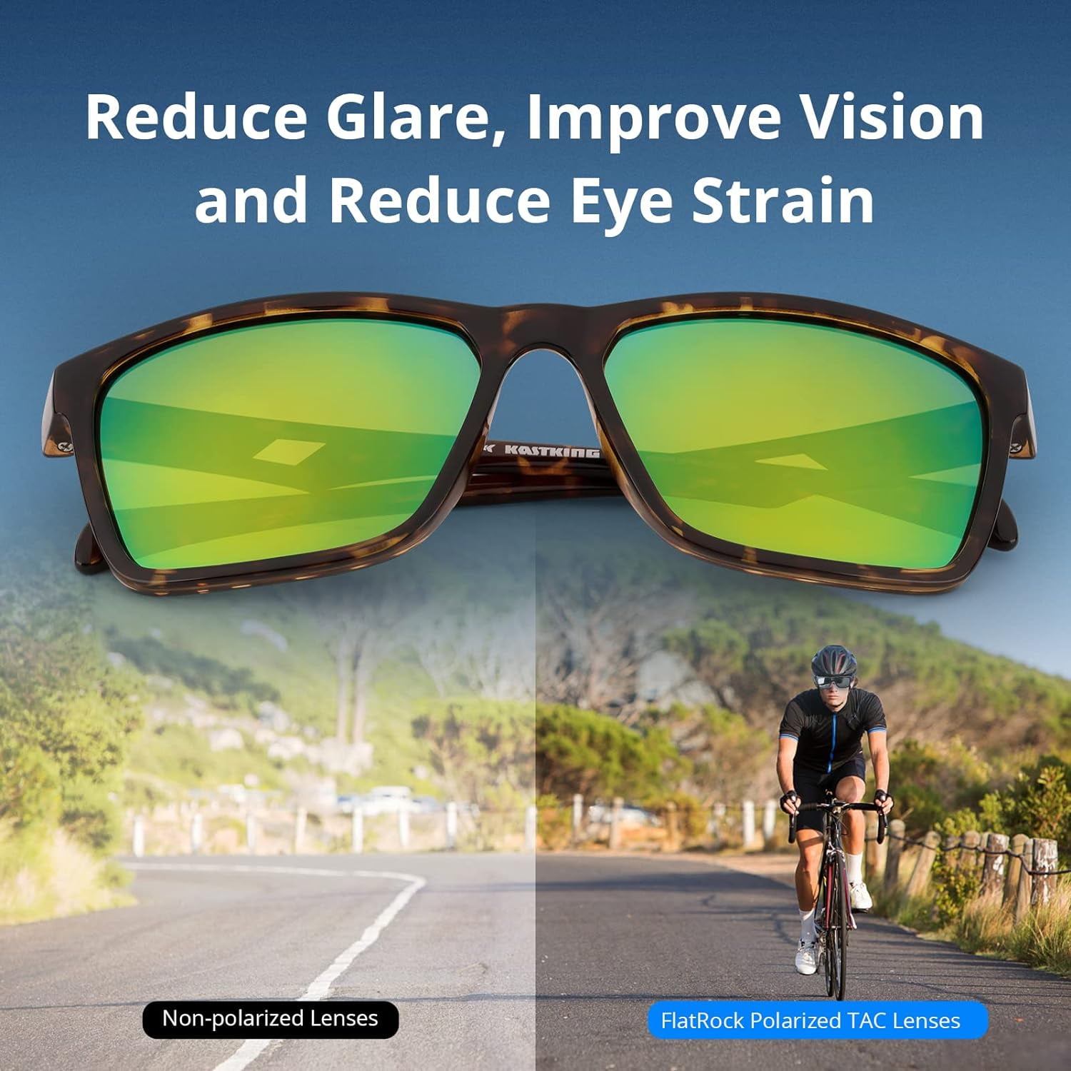 KastKing Polarized Sport Sunglasses Ideal for Driving Fishing Cycling Running, UV Protection- FlatRock