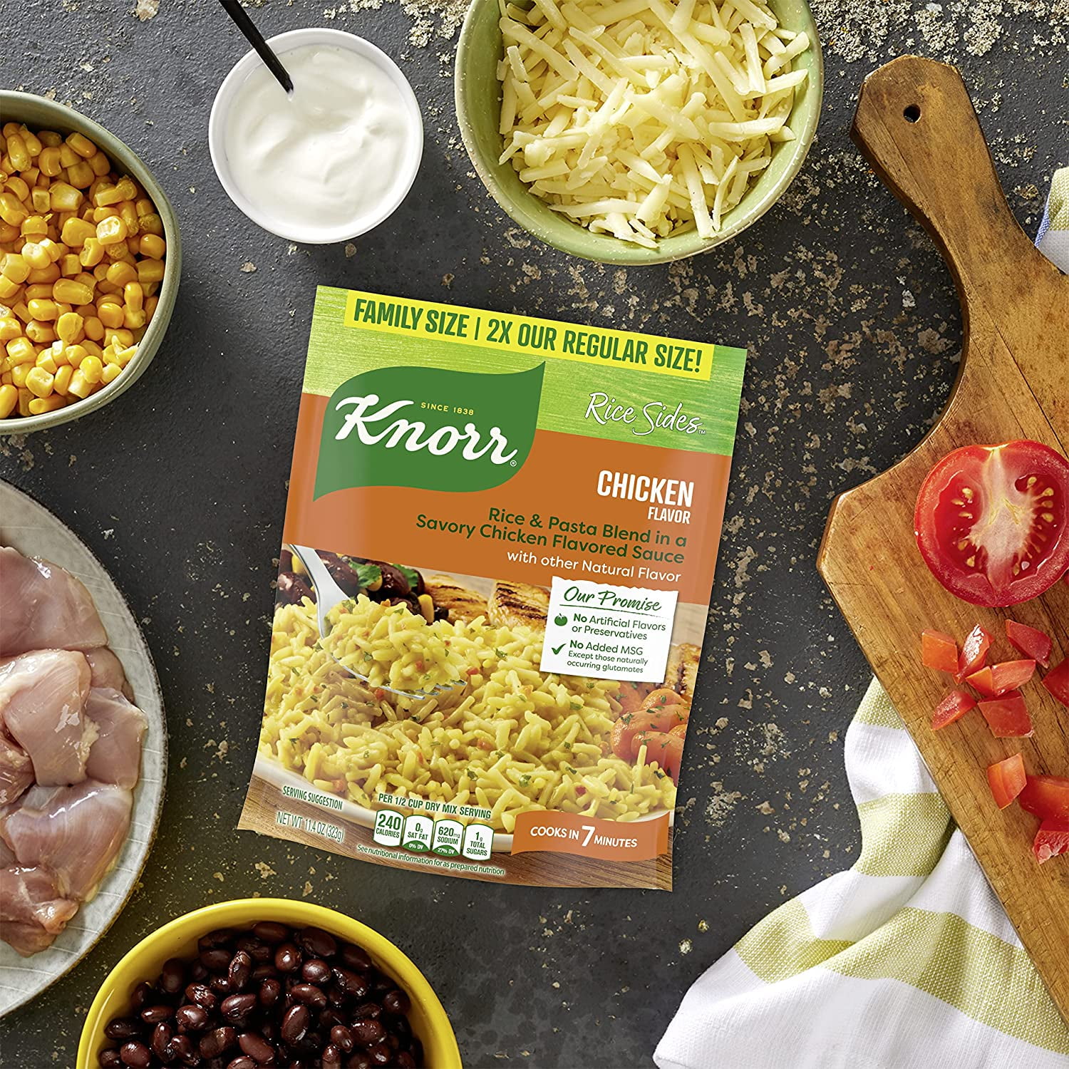 Knorr Rice Sides For a Delicious Easy Meal Chicken Long Grain Rice & Vermicelli Pasta Blend No Artificial Flavors 11.4 oz, 4 Count