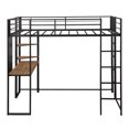 thumbnail image 3 of Black Twin Metal Loft Bed with 2 Shelves and one Desk, 3 of 8