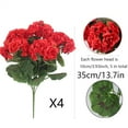thumbnail image 2 of Morttic 4 Pcs Artificial Geraniums Silk Flowers Outdoor Artificial Red Geranium Bush Faux Flowers Red Geraniums for Floral Home Decor Outdoor Indoor Garden Patio Grave Cemetary Vase Table Centerpiece, 2 of 7