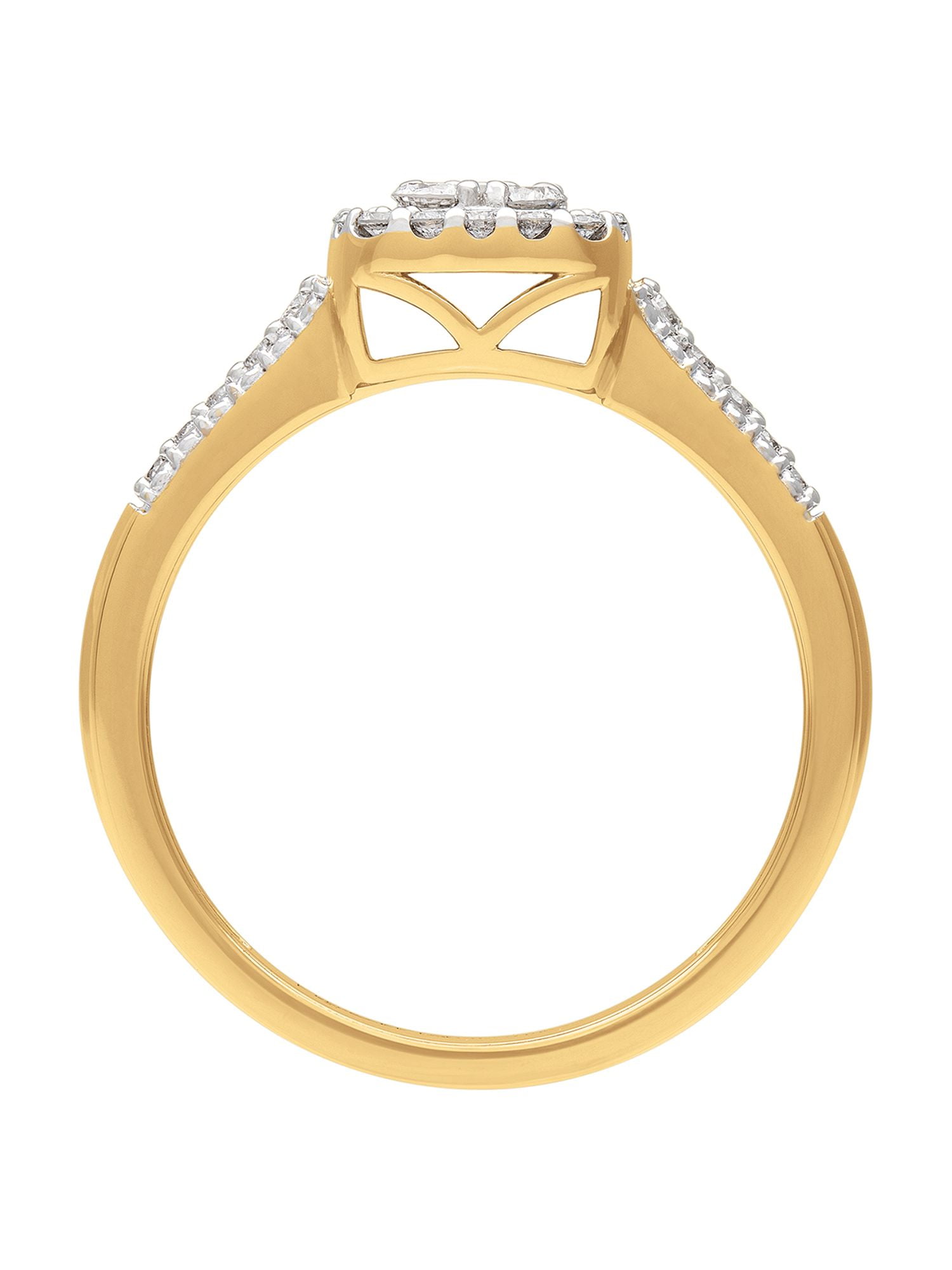 1/2 Carat TW Lab-Grown Diamond Halo Women's "Shimmer" Engagement Ring in 18k Yellow Gold-Plated Silver by Keepsake