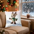 thumbnail image 5 of Beautynvta Christmas Pillow Cover, 18x18 Inch, Winter Reindeer Pattern Decorative Throw Pillow Case, Soft Fabric Holiday Cushion Cover for Sofa Coush Bed Home Decor, 5 of 6