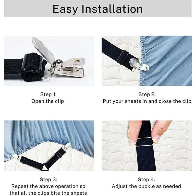 Bed Sheet Holder Straps Adjustable Cross Bed Sheet Clip Elastic