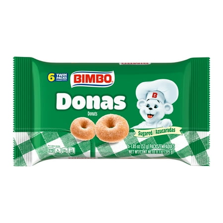 Bimbo Donas Sugared Donuts, 6 twin packs, Sugar Donuts, 11.1 oz Multipack