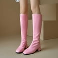 thumbnail image 6 of Mostsola Knee High Boots Women Square Toe Tall Boots Zip up Block Heeled Gogo Boots, 6 of 7