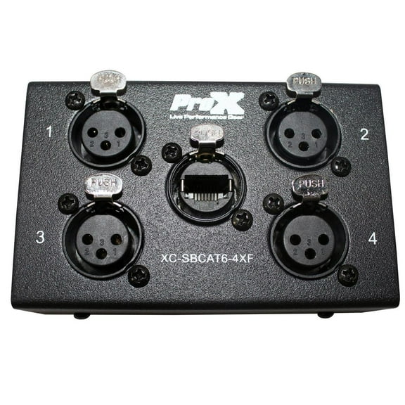 ProX Cable XC-SBCAT6-4XF 4 Channel XLR-F CAT6 Audio/DMX Portable Snake Box