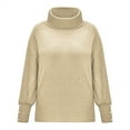 thumbnail image 3 of Vedolay Women's Sweaters Women's 2023 Pullover Sweaters Long Sleeve Knit Lightweight Crew Neck Fall Tops,Khaki L, 3 of 5