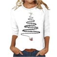 thumbnail image 1 of Awdenio - Blusas de manga larga para mujer, liquidación, moda juvenil, estampado navideño, camiseta holgada, mangas 3/4, blusa, cuello redondo, blusas casuales, 1 of 4